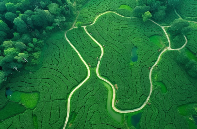 航拍宁静的茶山风光背景,高清,摄影图,摄影图片,图片大全,摄影图免费下载